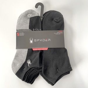 Spyder men’s low cut socks 5 pairs size 6-12 black gray red